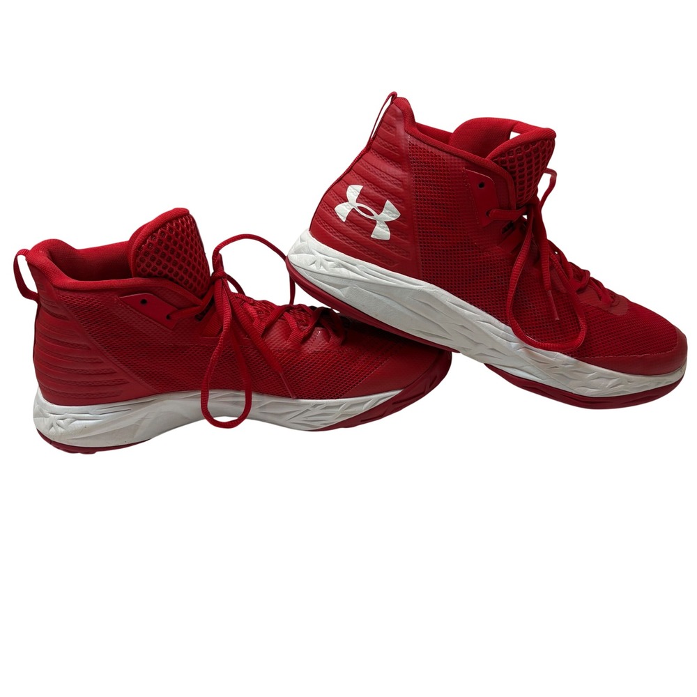 Under Armour UA Jet Mid Basketball Shoes Sneakers Mens‎ 10 Red White 3020623-600 - Picture 4 of 8